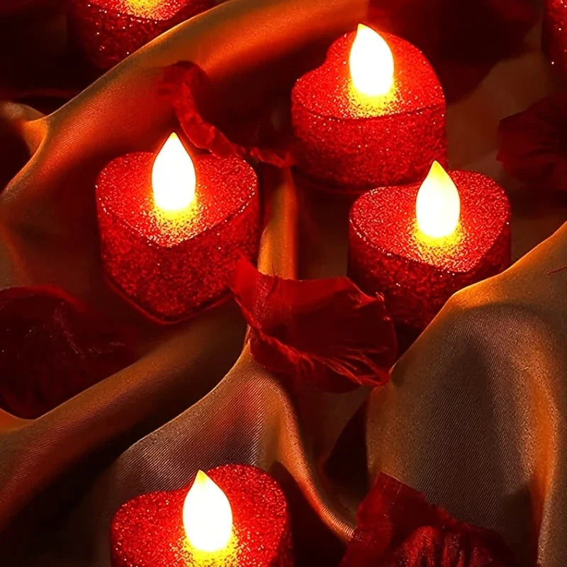 Heart Shaped Electronic Candle Lights LED Candles, Valentine's Day Decor