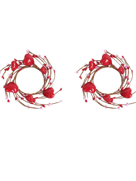 Valentine's Day Red Heart Candle Holder, Red Berry Candle Ring Decoration, Valentine's Day, Mother's Day, Wedding Decoration