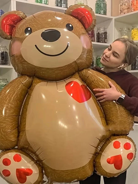 Cute Extra Large Cartoon Animal Bear Foil Mylar Balloons Inflated Decor for Birthday Party, Valentines Day & Wedding Decoration