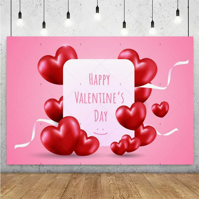 Balloon Red Love Heart Rose Background Happy Valentine's Day Backdrop Supplies Valentine's Day Party Decoration Photo Shoot Prop