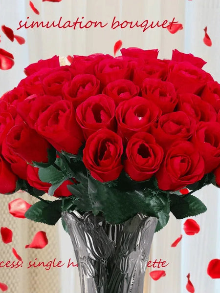 5-50Pcs Simulation Red Roses Branches Artificial Flowers Bouquet DIY Handwork Flower Arrangement Wedding Party Home Accessories