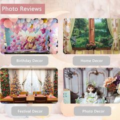 MOON.QG February 14 Decoration Backdrop Red Pink Car Rose Wreath Valentines Day Photo Background Photocall Poster Wallpaper