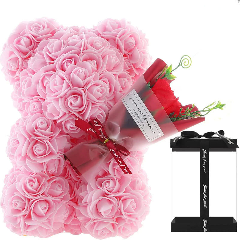2026 Eternal Rose Teddy Bear Artificial Flower Gift for Mom - Mother's Day Birthday Valentine's Day Anniversary Home Decor