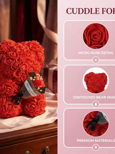 2026 Eternal Rose Teddy Bear Artificial Flower Gift for Mom - Mother's Day Birthday Valentine's Day Anniversary Home Decor