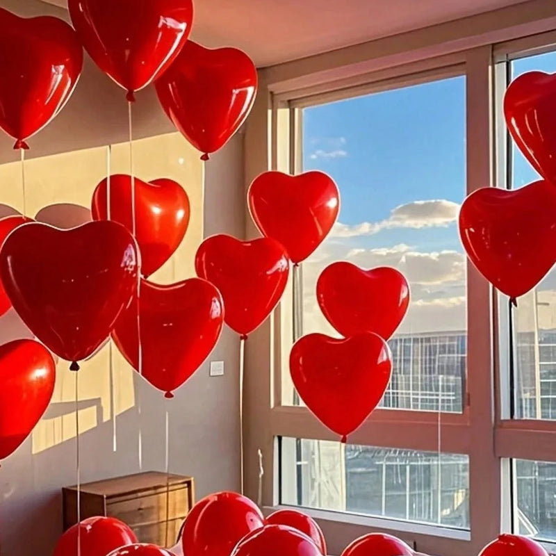 10pcs-100pcs White, Red, Pink, Blue 10-Inch Heart-Shaped Latex Balloons, Suitable For Birthday Party Decor, Valentine's Day Deco