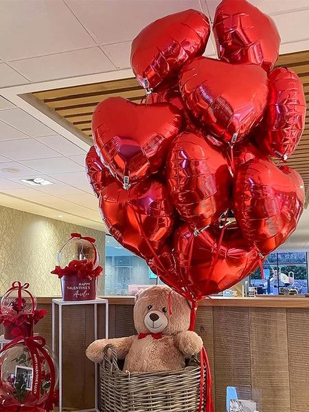 5/10Pcs 18inch Red Love Heart Shape Foil Balloons With Double-Sided Glue Wedding Birthday Party Decoration Aluminum Foil Ballons