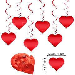6/12/18/24Pcs Hanging Swirls,Red Love Heart Hanging Garland for Valentine's Day Party Decor Romantic Wedding Photo Prop Supplies
