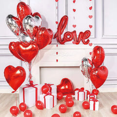 21pcs 12inch Printing Heart Latex Balloons set Connection Love Foil Balloon Wedding Decor Valentine's Day Decorations