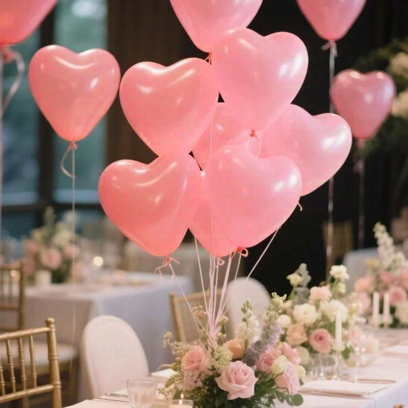 10pcs-100pcs White, Red, Pink, Blue 10-Inch Heart-Shaped Latex Balloons, Suitable For Birthday Party Decor, Valentine's Day Deco