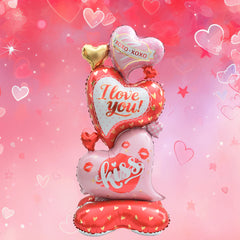 1pc Base Stand Happy Valentine's Day Heart to Heart Balloons Love Heart Bear Balloon wedding Valentine's Day Decorations