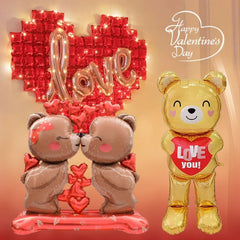 60in Standing Cute Love Teddy Bear-Shaped Balloon for Romantic Valentine's Day Proposal Wedding Birthday Party Decoration