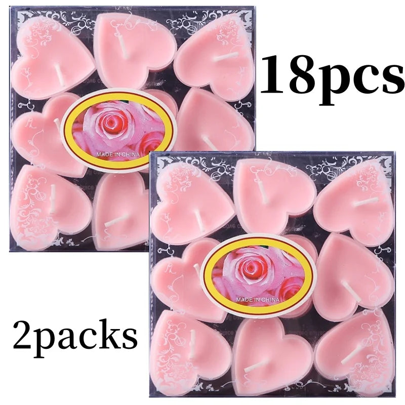 9pcs Heart-shaped Scented Tea Candles Valentine's Day Romantic Love Candle Proposals Wedding Anniversary Decorative Candle