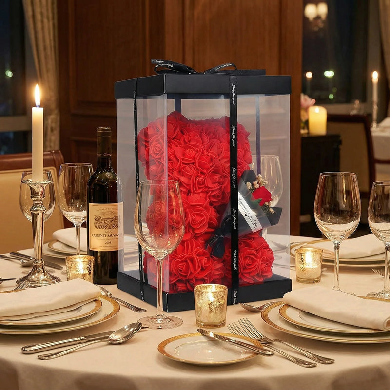 2026 Eternal Rose Teddy Bear Artificial Flower Gift for Mom - Mother's Day Birthday Valentine's Day Anniversary Home Decor