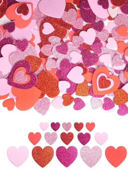 50pcs Multicolor Sequins Heart Shaped Self-adhesive Label Valentine's Day Theme  DIY Craft Gift Decor Gift Box Ornament Sticker