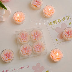 4 Pcs/Box Pink Peach Blossom Scented Candles,Valentines Decor,Room Decor,Gifts For Women Valentine's Day Wedding Favors