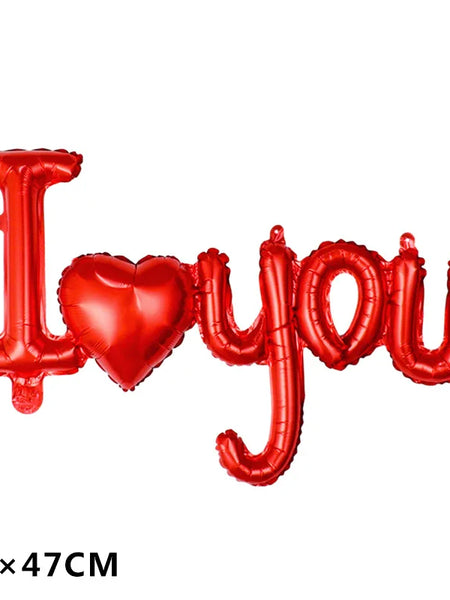 I Love You Red Heart Letter Balloons Valentines Day Wedding Decorations Bridal Shower Party Anniversary Decorations Supplies