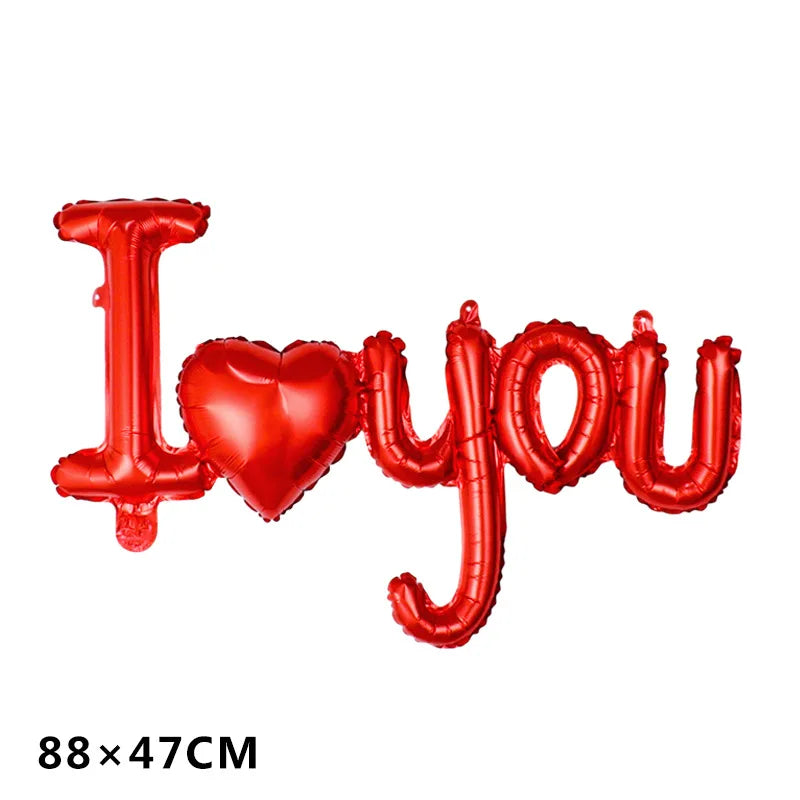 I Love You Red Heart Letter Balloons Valentines Day Wedding Decorations Bridal Shower Party Anniversary Decorations Supplies