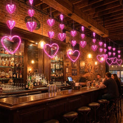 Valentines Day Decor Window Led Lights Decorations with Timer Hanging Red Lighted Heart Shaped Silhouette Sucker