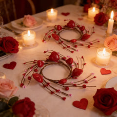 Valentine's Day Red Heart Candle Holder, Red Berry Candle Ring Decoration, Valentine's Day, Mother's Day, Wedding Decoration