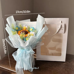 Knitted Flower Bouquet Handmade Crochet Flower Bouquet Mother's Day Gift Finished Hand-woven Flower Birthday Valentines Day Gift