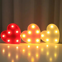 Love Heart LED Lamp Wedding Party Romantic Red Pink Night Light Ornament Birthday Christmas Home Decoration Valentines Day Gift