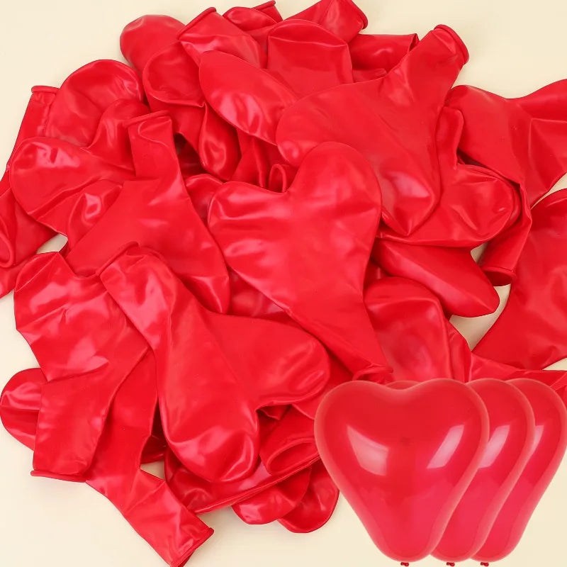 10 Inch Heart Shaped Balloon Valentine Day Latex Red Heart Love Inflatable Balloons for Wedding Party Anniversary Decor Supplies