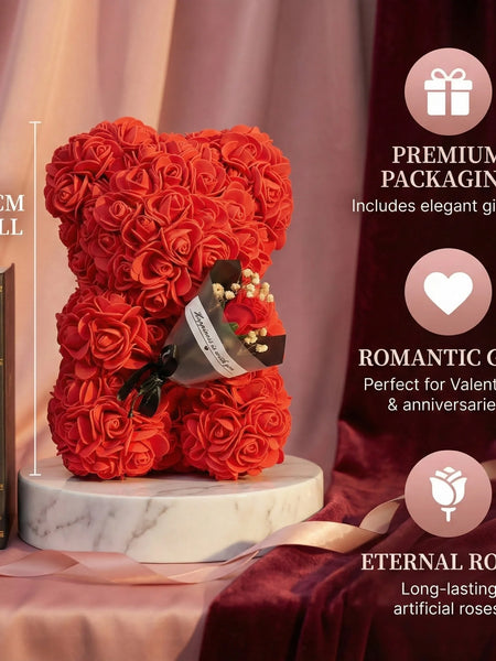 2026 Eternal Rose Teddy Bear Artificial Flower Gift for Mom - Mother's Day Birthday Valentine's Day Anniversary Home Decor