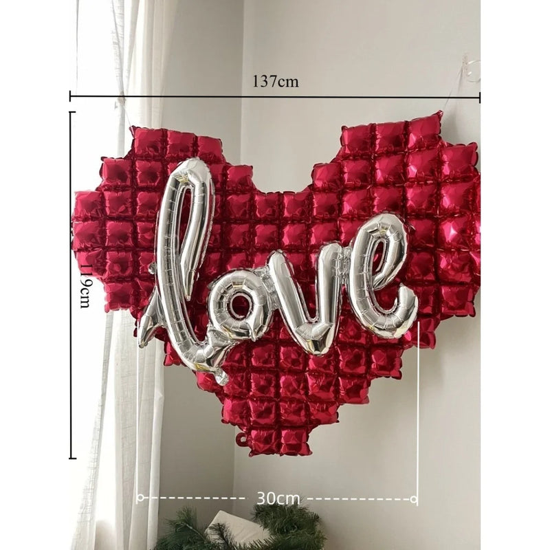 60in Standing Cute Love Teddy Bear-Shaped Balloon for Romantic Valentine's Day Proposal Wedding Birthday Party Decoration