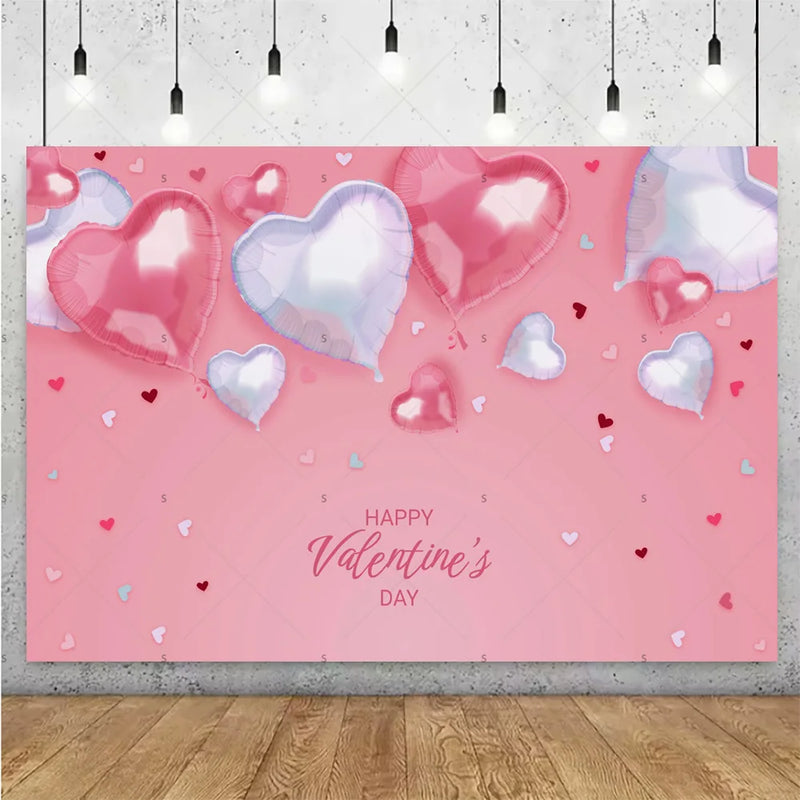 Balloon Red Love Heart Rose Background Happy Valentine's Day Backdrop Supplies Valentine's Day Party Decoration Photo Shoot Prop
