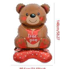 1pc Base Stand Happy Valentine's Day Heart to Heart Balloons Love Heart Bear Balloon wedding Valentine's Day Decorations