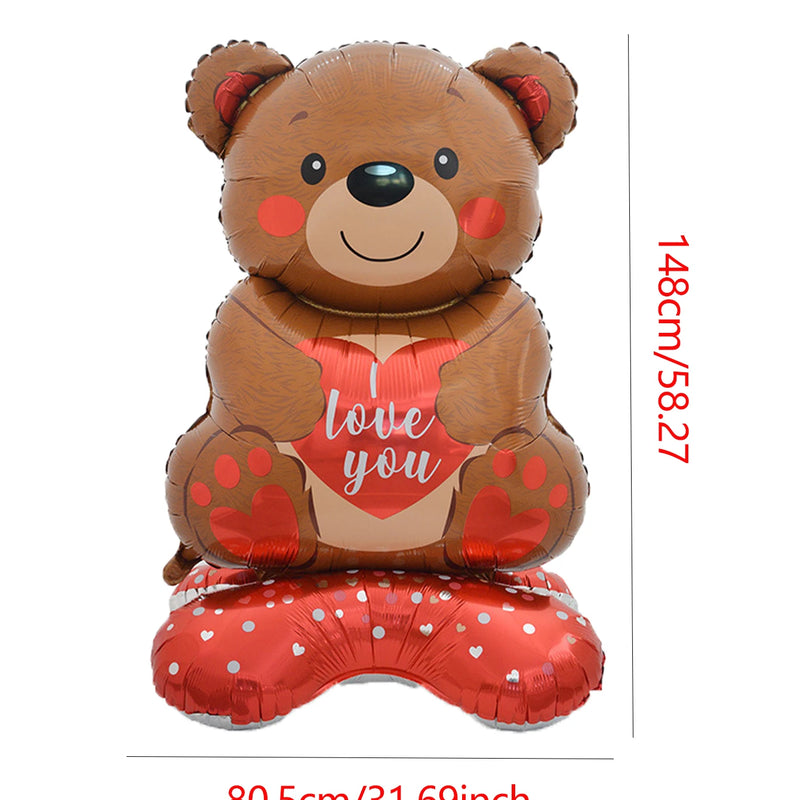1pc Base Stand Happy Valentine's Day Heart to Heart Balloons Love Heart Bear Balloon wedding Valentine's Day Decorations
