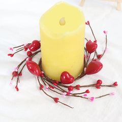 Valentine's Day Red Heart Candle Holder, Red Berry Candle Ring Decoration, Valentine's Day, Mother's Day, Wedding Decoration