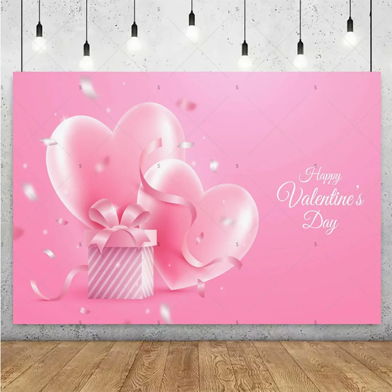 Balloon Red Love Heart Rose Background Happy Valentine's Day Backdrop Supplies Valentine's Day Party Decoration Photo Shoot Prop