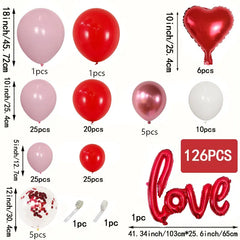 126pcs/Set Valentine's Day Balloon Arch Garland Kit Set for Wedding Engagement Valentine's Day Party Decor Air Globos Supplies