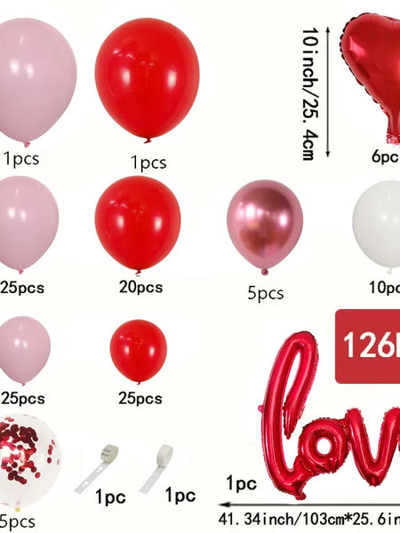 126pcs/Set Valentine's Day Balloon Arch Garland Kit Set for Wedding Engagement Valentine's Day Party Decor Air Globos Supplies