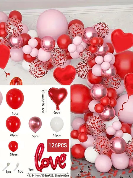 126pcs/Set Valentine's Day Balloon Arch Garland Kit Set for Wedding Engagement Valentine's Day Party Decor Air Globos Supplies