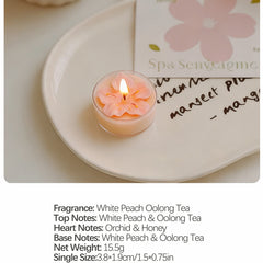 4 Pcs/Box Pink Peach Blossom Scented Candles,Valentines Decor,Room Decor,Gifts For Women Valentine's Day Wedding Favors