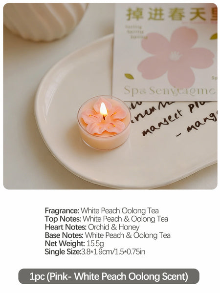 4 Pcs/Box Pink Peach Blossom Scented Candles,Valentines Decor,Room Decor,Gifts For Women Valentine's Day Wedding Favors