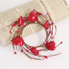 Valentine's Day Red Heart Candle Holder, Red Berry Candle Ring Decoration, Valentine's Day, Mother's Day, Wedding Decoration