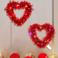 1pc Valentine's Day Hearts Garland with String Light,Romantic Heart-Shaped Wreath for Valentine’s Day Anniversary Wedding Decor