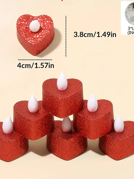 Heart Shaped Electronic Candle Lights LED Candles, Valentine's Day Decor