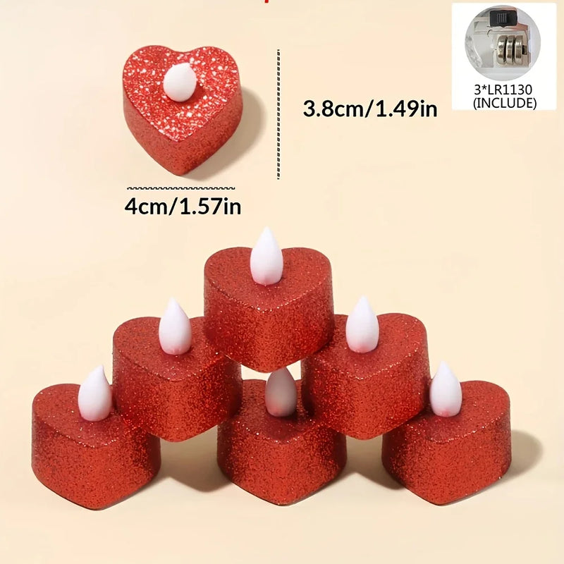Heart Shaped Electronic Candle Lights LED Candles, Valentine's Day Decor