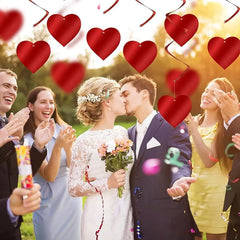 6/12/18/24Pcs Hanging Swirls,Red Love Heart Hanging Garland for Valentine's Day Party Decor Romantic Wedding Photo Prop Supplies