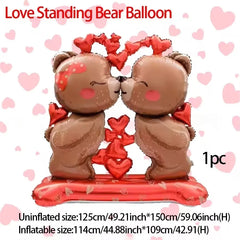 60in Standing Cute Love Teddy Bear-Shaped Balloon for Romantic Valentine's Day Proposal Wedding Birthday Party Decoration