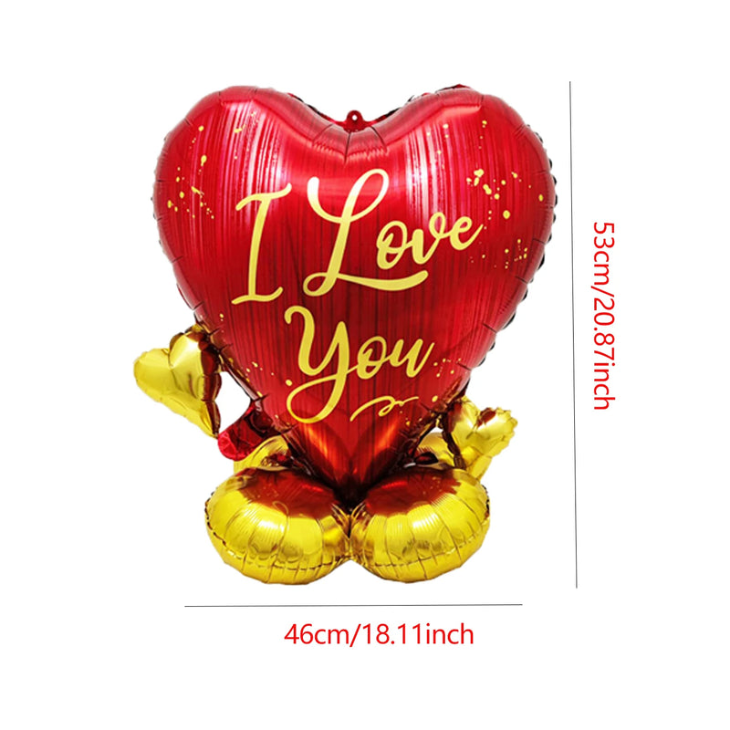 1pc Base Stand Happy Valentine's Day Heart to Heart Balloons Love Heart Bear Balloon wedding Valentine's Day Decorations