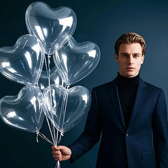 10pcs Transparent Love Heart Balloons Valentine`s Day Latex Balloon 10Inch Ballon Wedding Birthday Baloon Decor Party Supply