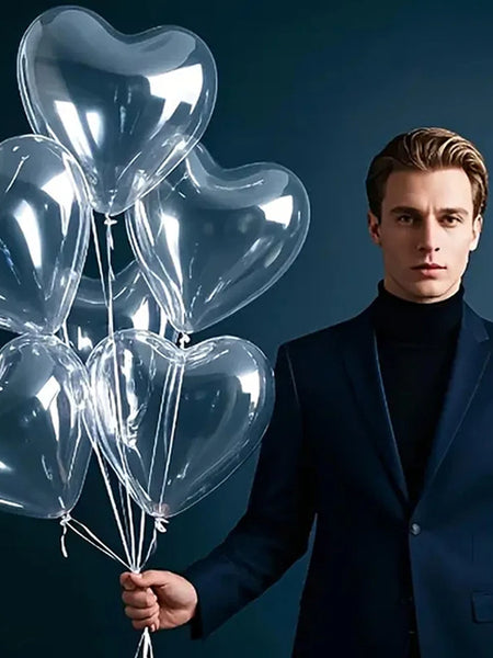 10pcs Transparent Love Heart Balloons Valentine`s Day Latex Balloon 10Inch Ballon Wedding Birthday Baloon Decor Party Supply