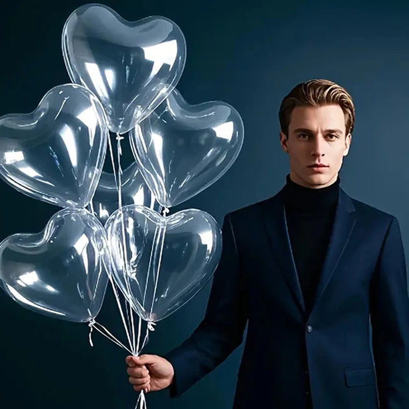 10pcs Transparent Love Heart Balloons Valentine`s Day Latex Balloon 10Inch Ballon Wedding Birthday Baloon Decor Party Supply
