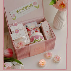 4 Pcs/Box Pink Peach Blossom Scented Candles,Valentines Decor,Room Decor,Gifts For Women Valentine's Day Wedding Favors