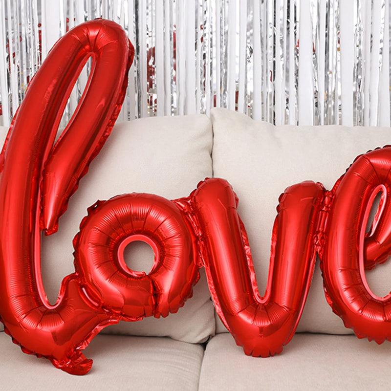 21pcs 12inch Printing Heart Latex Balloons set Connection Love Foil Balloon Wedding Decor Valentine's Day Decorations